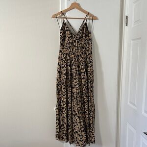 Abercrombie & Fitch Black Maxi Dress with Tan Floral Print
